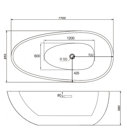 Акриловая ванна Gemy G9211 (170x85)