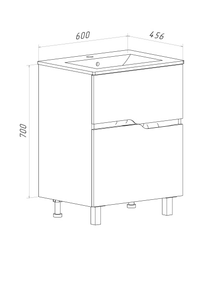 Тумба под раковину Runo Палермо 60 напольная  (00-00004156)
