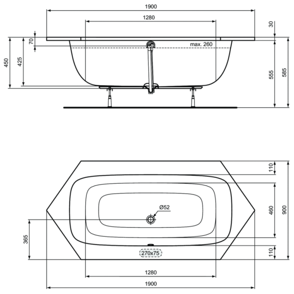 Ванна акриловая (190х90) Ideal Standard i.life T476701 Ванна акриловая (190х90) Ideal Standard i.life T476701