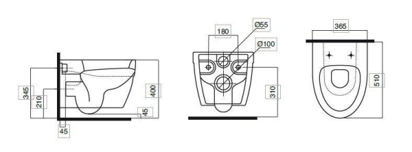 Подвесной унитаз AM.PM Bliss L C531738WH