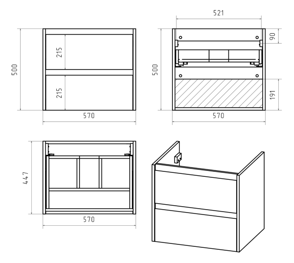Тумба под раковину Brevita Dallas 60 DAL-01060-074П