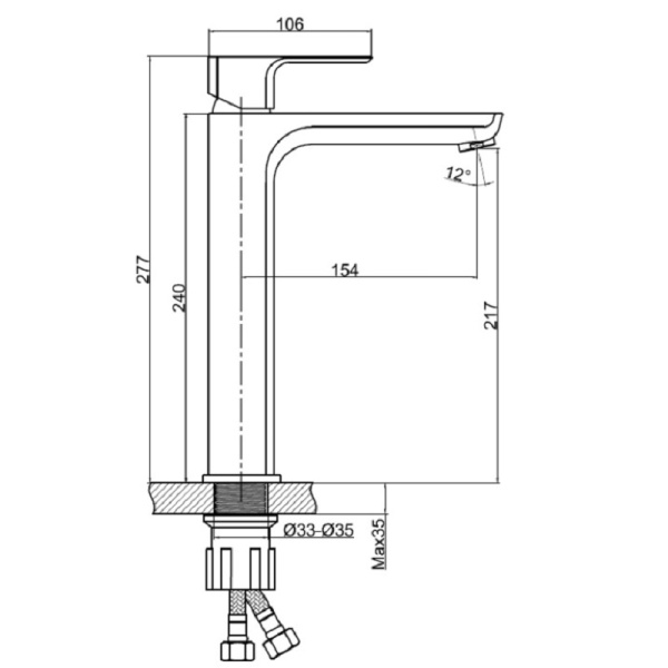 Смеситель для раковины высокий Cersanit GEO 63043