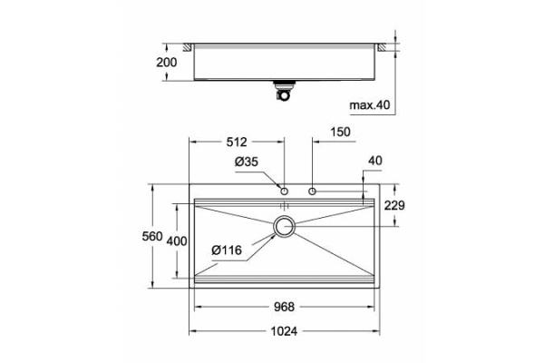 Мойка из нержавеющей стали 1 чаша GROHE K800 120-S 31586SD1