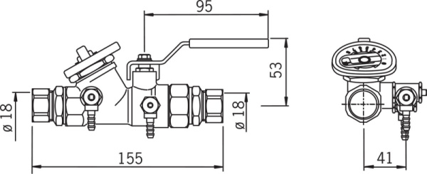 Oras 412018 Регулирующий клапан циркуляции горячей воды, DN 20, ∅Cu 18