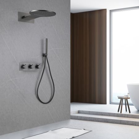 Душевой комплект ABBER Wasser Kreis AF8151NG скрытого монтажа без излива, термостат, никель