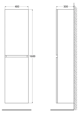 Пенал подвесной Cezares  MOLVENO-1600-2A-SC-BET Beton