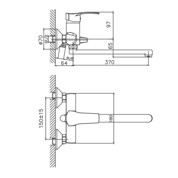 Смеситель для ванны Cron CN2270 Смеситель для ванны Cron CN2270