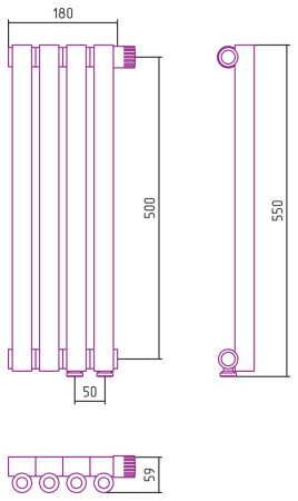 Полотенцесушитель Водяной Сунержа Эстет-0 EU50 правый (50х18) 4 секции Золото 03-0321-5004