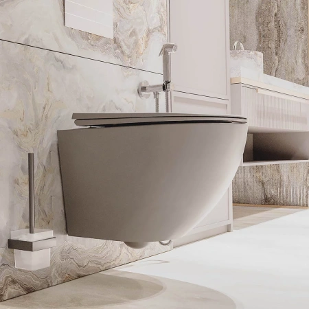 Унитаз подвесной безободковый Veconi Moro VMO-48TGrT с сиденьем микролифт, торнадо