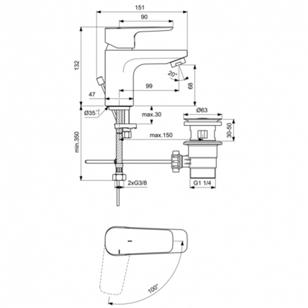 Смеситель для раковины Ideal Standard CERAPLAN III SLIM BC578AA, хром