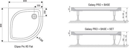 Душевой поддон Ravak Elipso Pro-80 Flat XA234411010