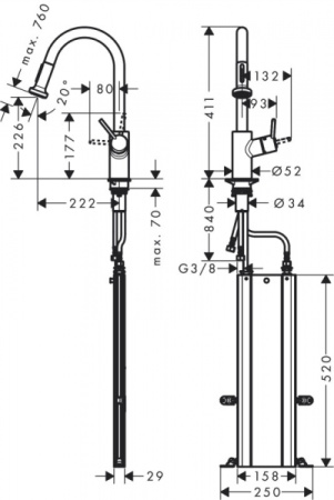 Смеситель для кухни HANSGROHE TALIS M52 73863000
