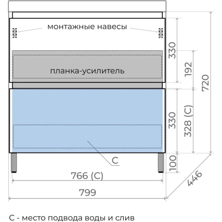 Тумба напольная без раковины 80 см Style Line Манхэттен ЛС-00002371 белый матовый