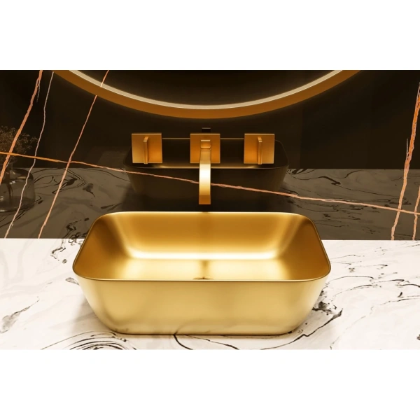 Раковина накладная ABBER Rechteck AC2200MMG золотой матовый