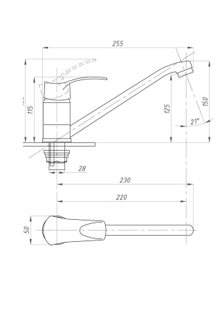 Смеситель для кухни ПСМ-Профсан  ПЛЮС PSM-425-023