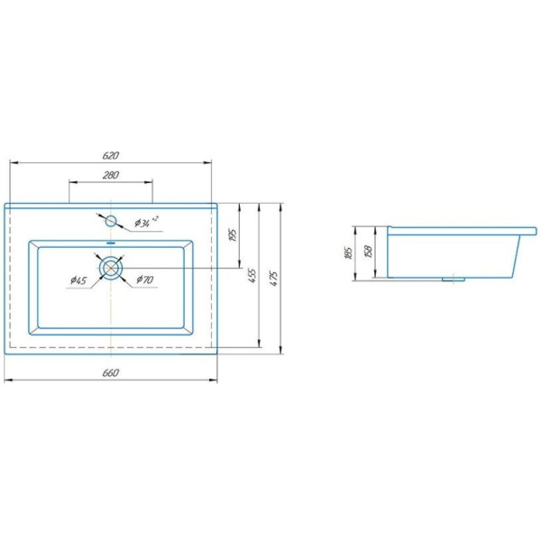 Раковина (66х47,5) Corozo Оскар SD-00000391