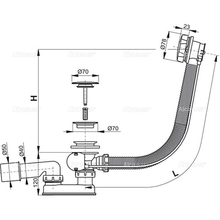 Слив-перелив Alcaplast A55К-80