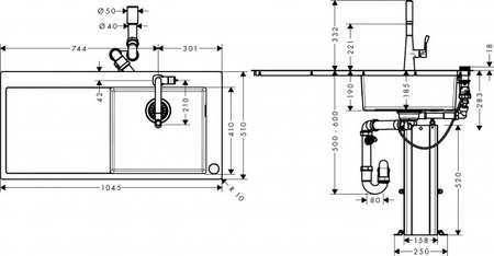 Мойка комбинированная Hansgrohe Select 43208800