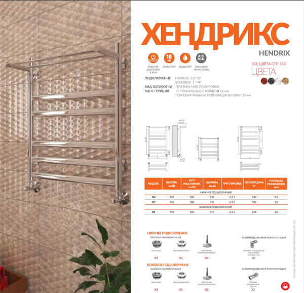 Полотенцесушитель водяной Terminus ХЕНДРИКС (500х1200) П12 4670078529831