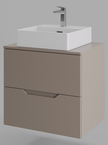 Тумба с раковиной подвесная 60 см, Orange Line Li-60TuLMDF+B04-405W латте/белый