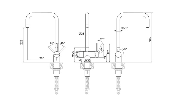 Смеситель для кухни с подключением к фильтру  Paulmark Wetter We213030-418