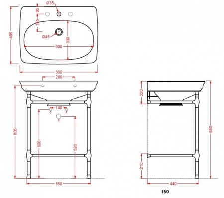Структура металлическая Quadra для раковины Artceram CIVITAS CIA002 71cr
