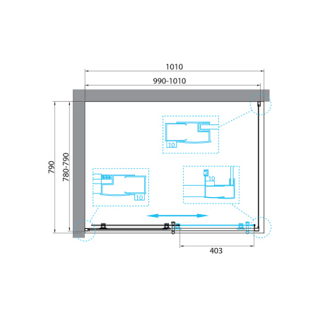 Душевой уголок (101х80) BelBagno UNO-195-AH-1-100/80-C-Cr