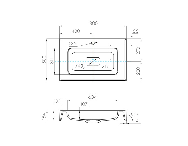 Раковина Aquaton Ричмонд 80 1A70593KRD010