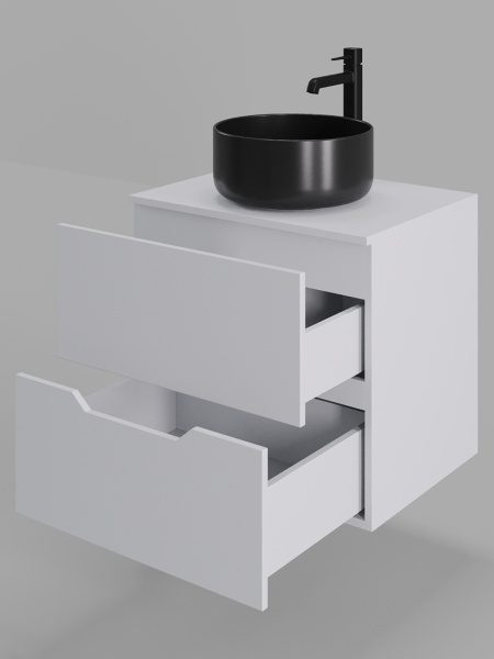 Тумба с раковиной подвесная 60 см Orange Line Li-60TuwMDF+B07-345B белый/черный