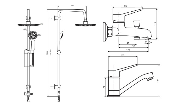 Душевая система с изливом Dorff Norma D4092030 Душевая система с изливом Dorff Norma D4092030