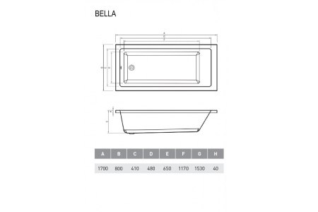 Акриловая ванна (170х80) Relisan Bella Гл000026031