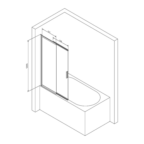 Шторка для ванны (140х100) Am.Pm Like W80S-100PS-150MT