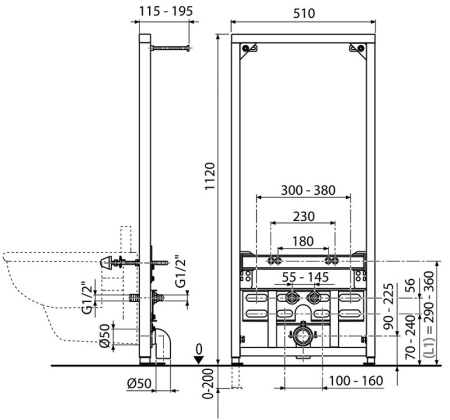 Инсталляция для биде Ravak X01704