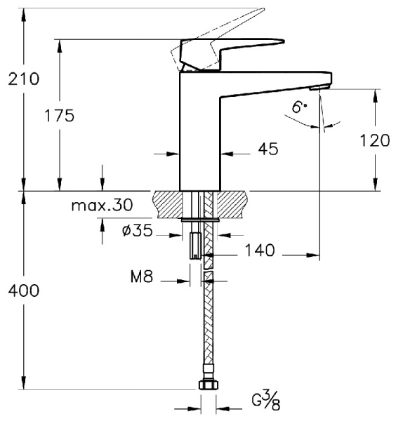 Смеситель для раковины VitrA Root Square A42731EXP хром