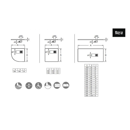 Душевой поддон  Roca Terran 120x90 светло-серый,  AP014B038401090