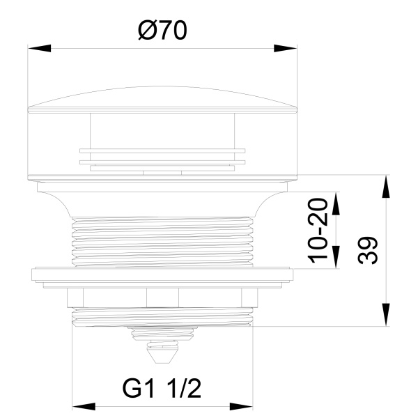 Донный клапан для ванны WONZON & WOGHAND, брашированный никель WW-SS105-BN