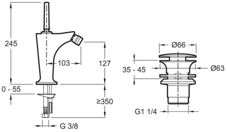 Смеситель для биде Jacob Delafon Margaux E16224-4-CP