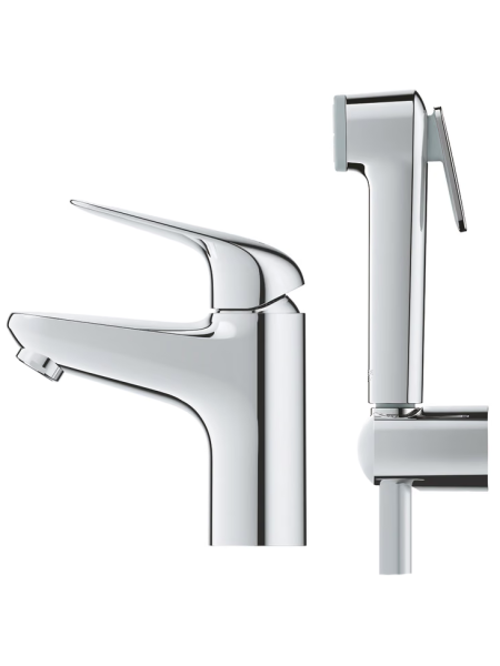 Смеситель для раковины с гигиеническим душем Grohe Euroeco New 24264 001 (24264001) хром