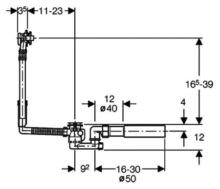 Слив для ванны Geberit с поворотным механизмом 150.520.21.1
