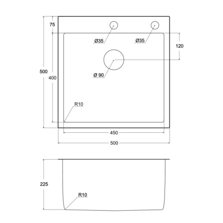 Кухонная мойка (50х50) EMAR EMB-117A PVD Nano Dark