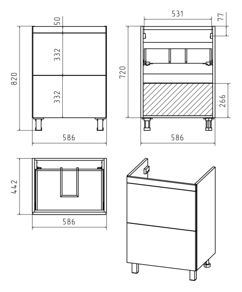 Тумба под раковину Misty Атлантик 60  П-Атл-01060-0112Я
