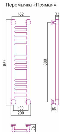 Полотенцесушитель Водяной Прямая Сунержа Богема + (80х15) Золото 03-0220-8015