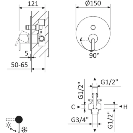 Смеситель для ванны Cezares Leaf LEAF-VDIM-L-01