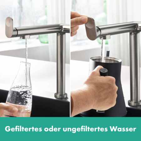 Смеситель для кухни с подключением к фильтру Hansgrohe Aqittura M91 FilterSystem 76804800 нержавеющая сталь