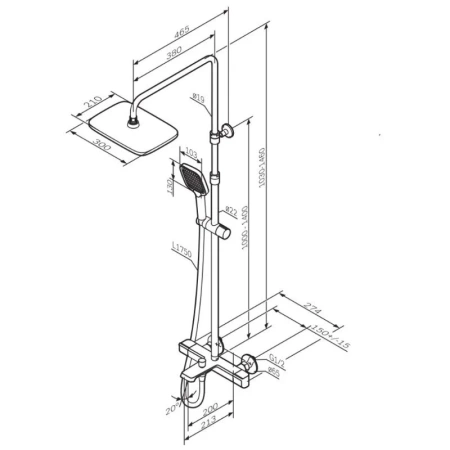 Душевая система AM.PM Func F078F522 черный матовый