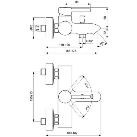 Смеситель для ванны Ideal Standard Ceraline BC199U5