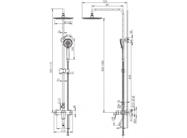 Душевая система Bravat Rhein (F6429564CP-A-ENG)