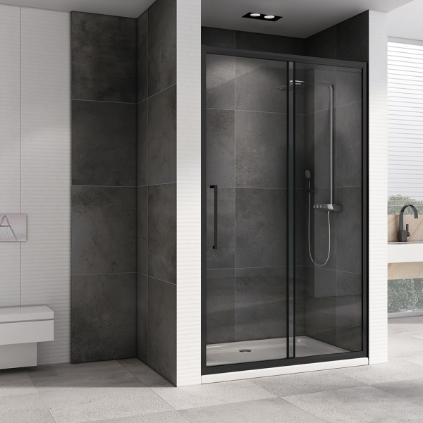 Душевая дверь (110х195) ABBER Schwarzer Diamant AG30110BH черный, раздвижная