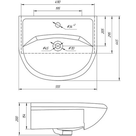 Прямоугольная раковина Grossman  Уют 55 305