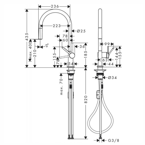 Кухонный смеситель Hansgrohe Talis M54 72802670, черный матовый